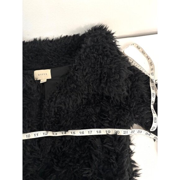 Indie Sleaze Jacket Small Black Faux Fur Shaggy Cropped Pockets HYFVE Soft Cozy - Picture 6 of 12